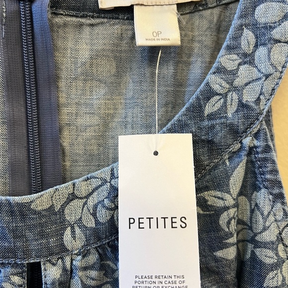 LOFT dress cotton blue floral print keyhole neck summer back zip sleeveless 0P - Picture 7 of 10